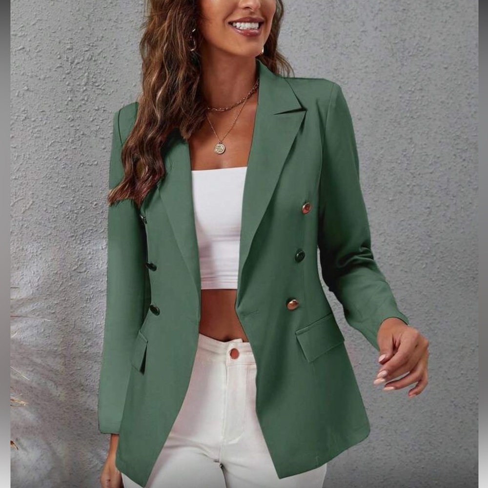 Luxe double double breasted lapel collar blazer